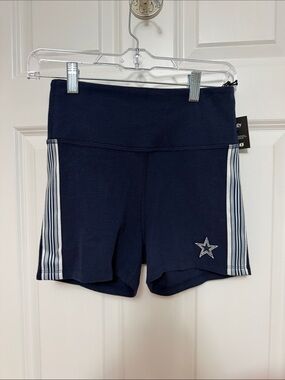 Women's Navy Side-Stripe Athletic Shorts